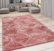 Modern Pink Geometric Dining Rug